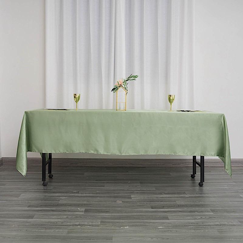 60" x 102" Satin Rectangular Tablecloth - Sage Green TAB_STN_60102_SAGE