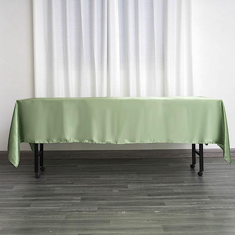 60" x 102" Satin Rectangular Tablecloth - Sage Green TAB_STN_60102_SAGE
