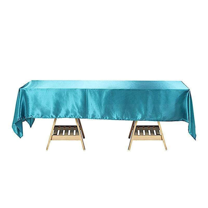 60" x 102" Satin Rectangular Tablecloth - Teal TAB_STN_60102_TEAL