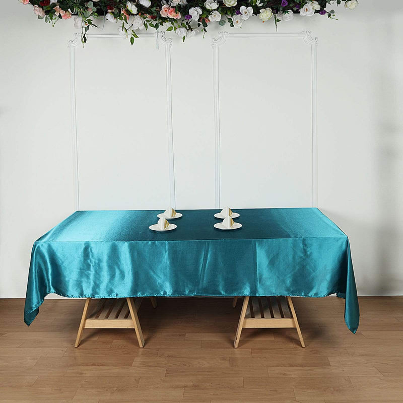 60" x 102" Satin Rectangular Tablecloth - Teal TAB_STN_60102_TEAL