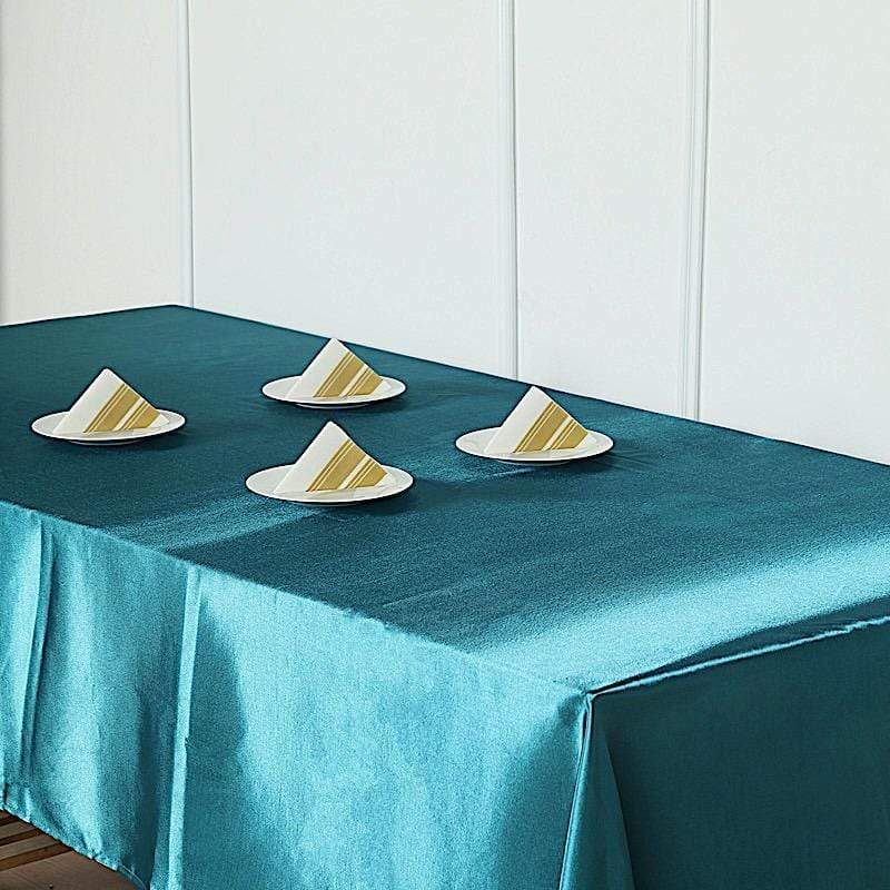 60" x 102" Satin Rectangular Tablecloth - Teal TAB_STN_60102_TEAL
