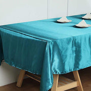 60" x 102" Satin Rectangular Tablecloth - Teal TAB_STN_60102_TEAL