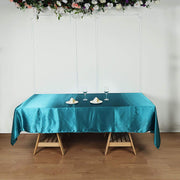 60" x 102" Satin Rectangular Tablecloth - Teal TAB_STN_60102_TEAL