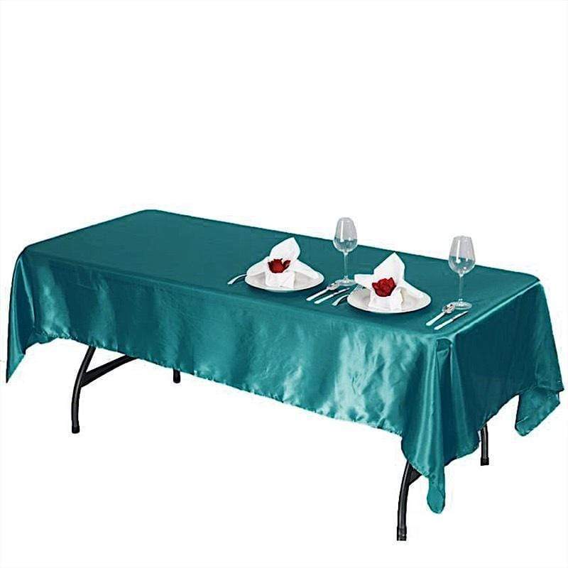 60" x 102" Satin Rectangular Tablecloth - Turquoise TAB_STN_60102_TURQ