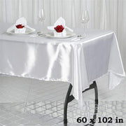 60" x 102" Satin Rectangular Tablecloth - White TAB_STN_60102_WHT