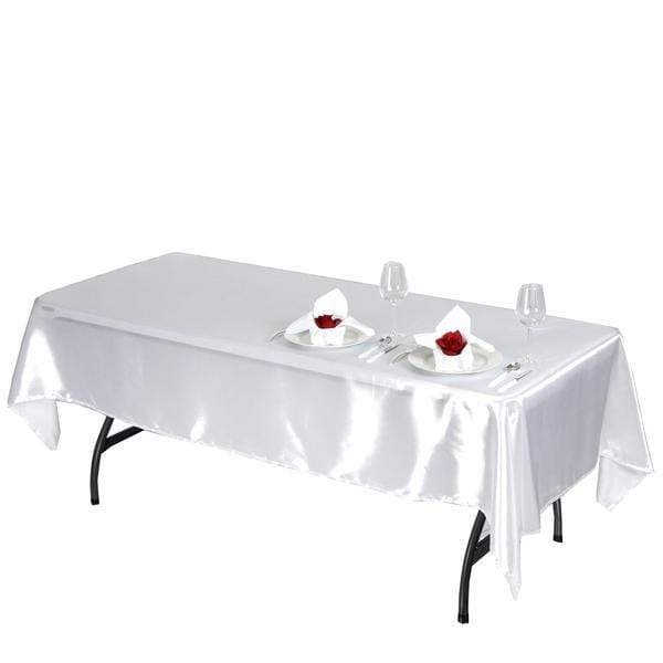 60" x 102" Satin Rectangular Tablecloth - White TAB_STN_60102_WHT