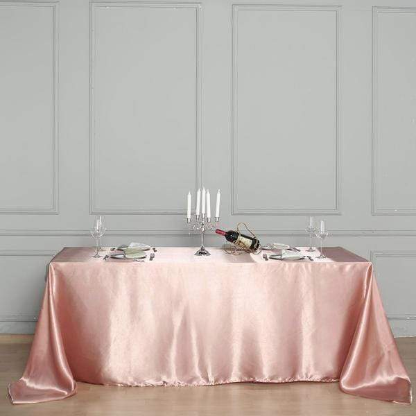 60" x 102" Satin Rectangular Tablecloth - Dusty Rose TAB_STN_60102_080
