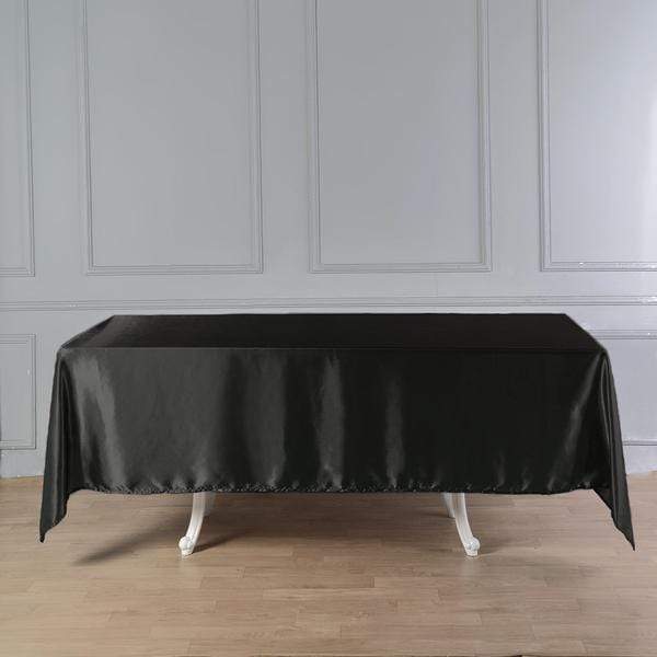 60" x 102" Satin Rectangular Tablecloth - Black TAB_STN_60102_BLK
