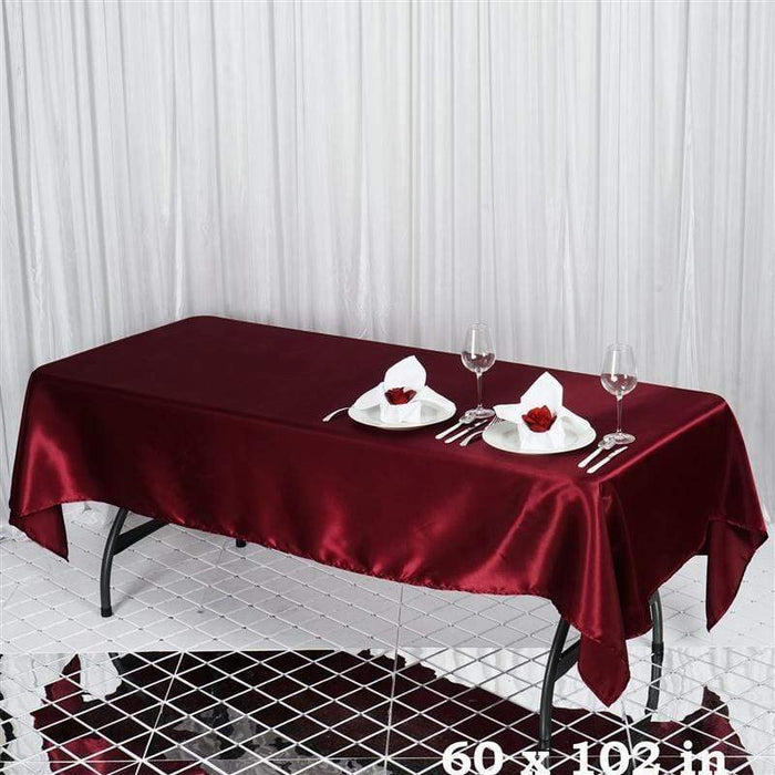 60" x 102" Satin Rectangular Tablecloth TAB_STN_60102_BURG