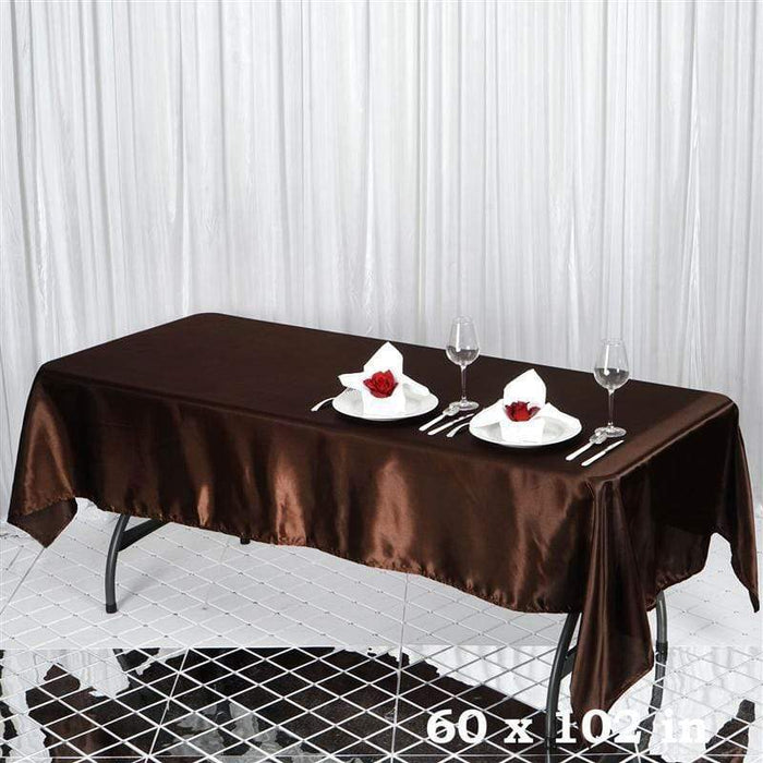 60" x 102" Satin Rectangular Tablecloth TAB_STN_60102_CHOC