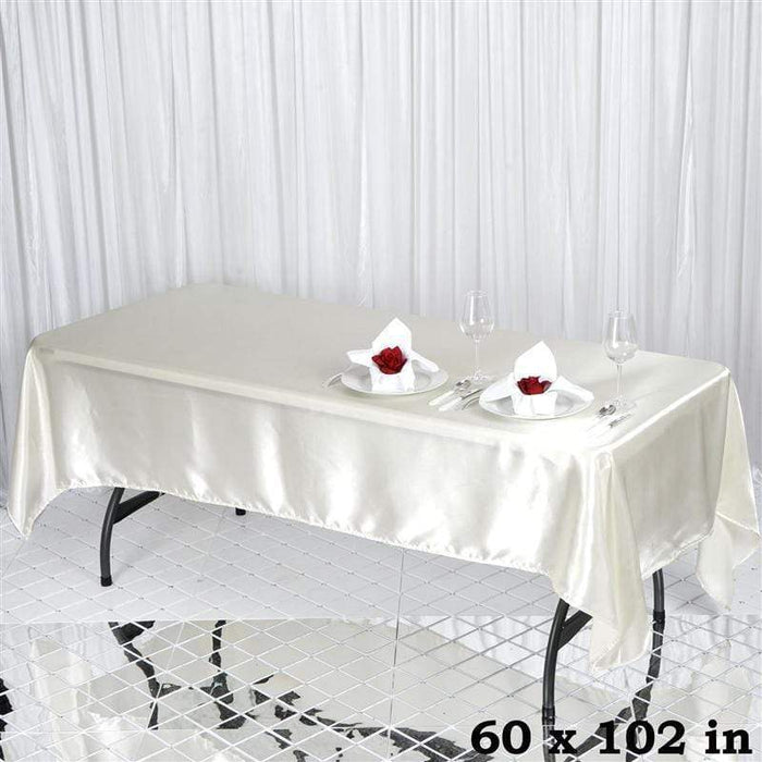 60" x 102" Satin Rectangular Tablecloth - Ivory TAB_STN_60102_IVR