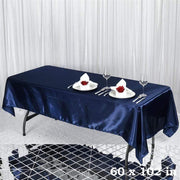 60" x 102" Satin Rectangular Tablecloth - Navy Blue TAB_STN_60102_NAVY