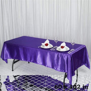 60" x 102" Satin Rectangular Tablecloth - Purple TAB_STN_60102_PURP