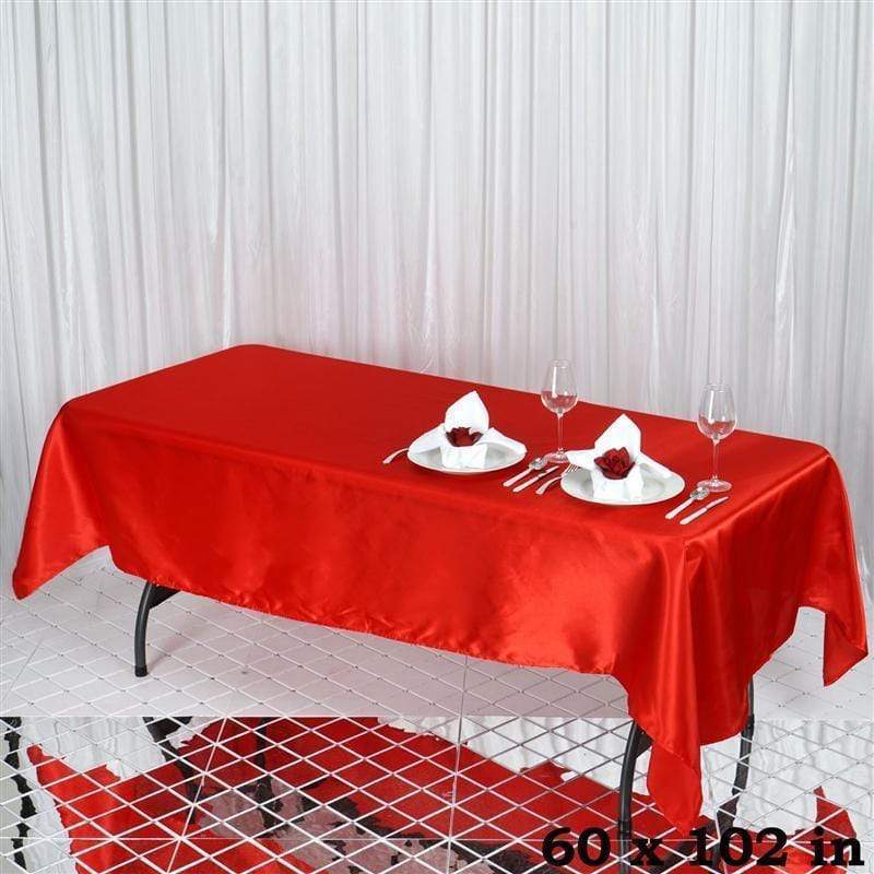 60" x 102" Satin Rectangular Tablecloth - Red TAB_STN_60102_RED
