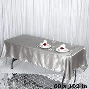 60" x 102" Satin Rectangular Tablecloth - Silver Light Gray TAB_STN_60102_SILV