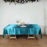60" x 102" Satin Rectangular Tablecloth - Teal TAB_STN_60102_TEAL