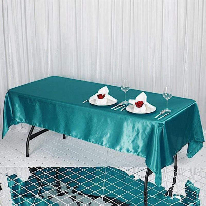 60" x 102" Satin Rectangular Tablecloth - Turquoise TAB_STN_60102_TURQ