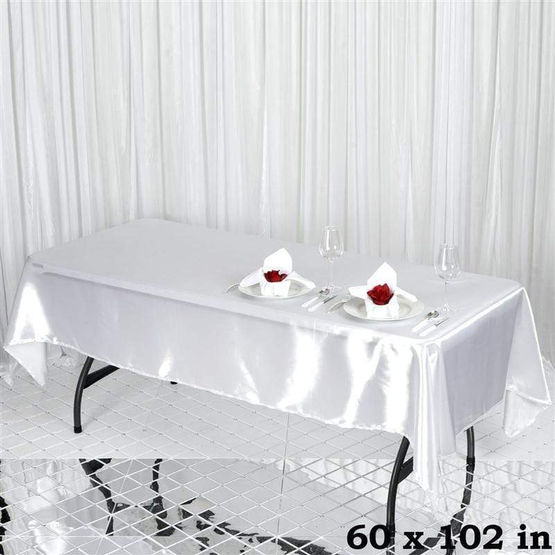60" x 102" Satin Rectangular Tablecloth - White TAB_STN_60102_WHT