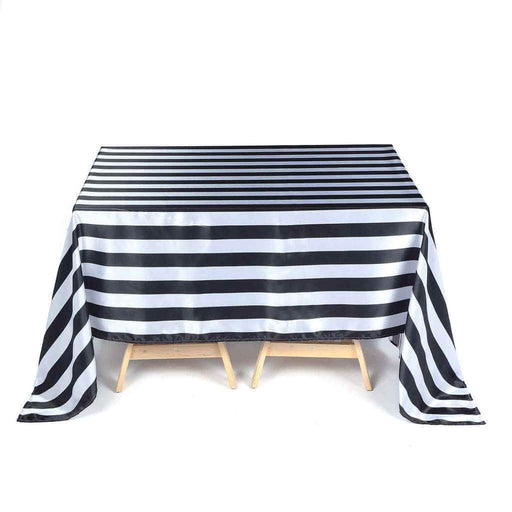 60" x 102" Satin Stripes Rectangular Tablecloth TAB_15_60102_BLK