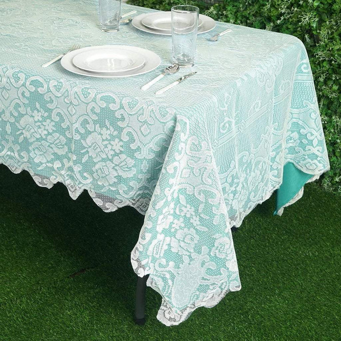 60" x 108" Floral Lace Rectangular Tablecloth TAB_LACE01_60108_IVR