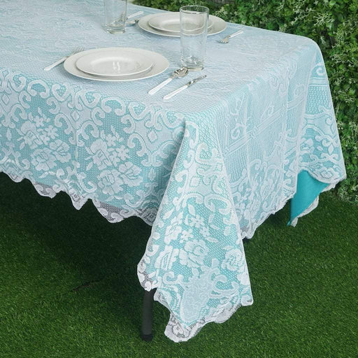 60" x 108" Floral Lace Rectangular Tablecloth TAB_LACE01_60108_WHT