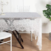 60" x 120" Premium Lace Rectangular Tablecloth with Floral Design