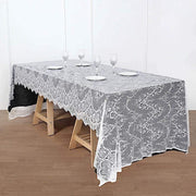 60" x 120" Premium Lace Rectangular Tablecloth with Floral Design