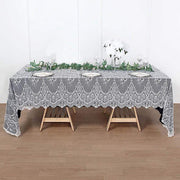 60" x 120" Premium Lace Rectangular Tablecloth with Floral Design