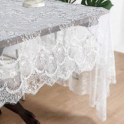 60" x 120" Premium Lace Rectangular Tablecloth with Floral Design