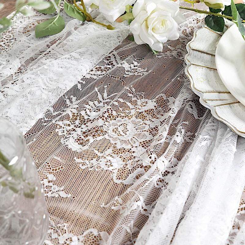60" x 120" Premium Lace Rectangular Tablecloth with Floral Design