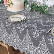 60" x 120" Premium Lace Rectangular Tablecloth with Floral Design