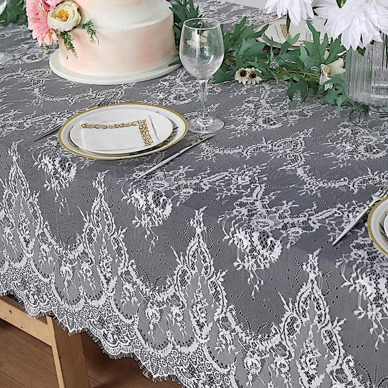 60" x 120" Premium Lace Rectangular Tablecloth with Floral Design