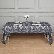 60" x 120" Premium Lace Rectangular Tablecloth with Floral Design