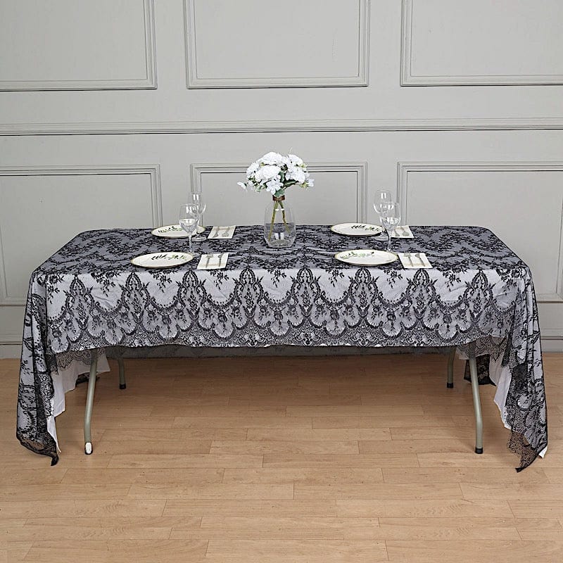 60" x 120" Premium Lace Rectangular Tablecloth with Floral Design