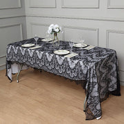 60" x 120" Premium Lace Rectangular Tablecloth with Floral Design