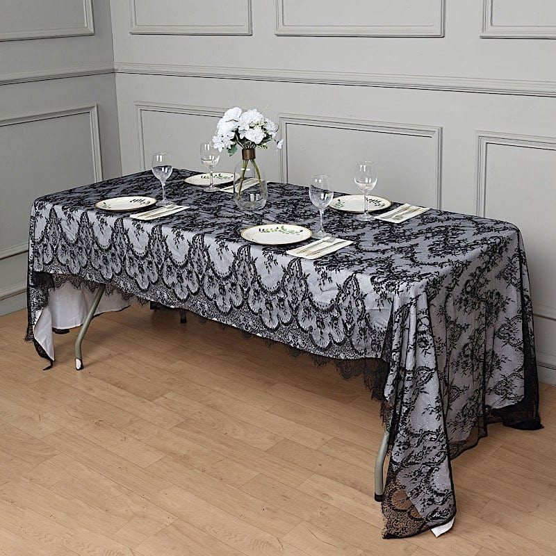 60" x 120" Premium Lace Rectangular Tablecloth with Floral Design