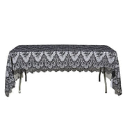 60" x 120" Premium Lace Rectangular Tablecloth with Floral Design