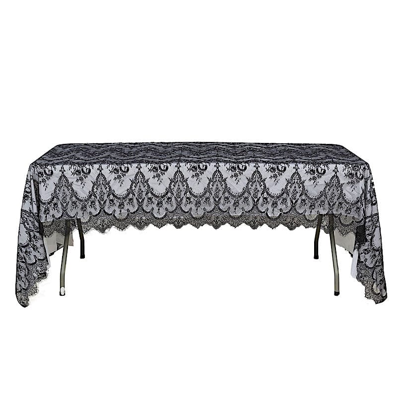 60" x 120" Premium Lace Rectangular Tablecloth with Floral Design