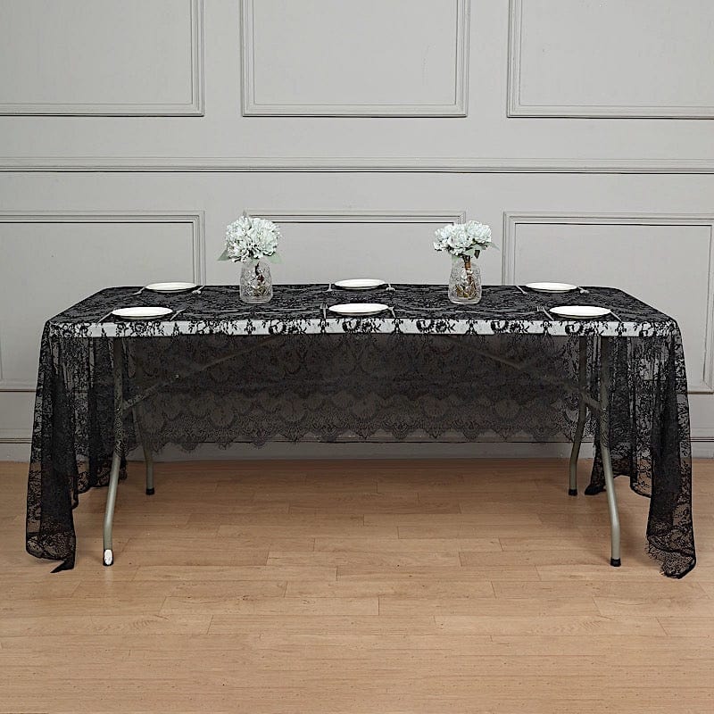 60" x 120" Premium Lace Rectangular Tablecloth with Floral Design