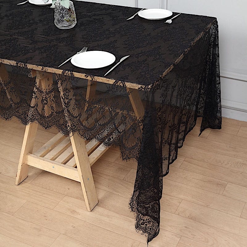 60" x 120" Premium Lace Rectangular Tablecloth with Floral Design