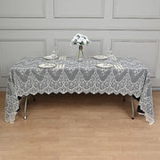 60" x 120" Premium Lace Rectangular Tablecloth with Floral Design