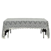 60" x 120" Premium Lace Rectangular Tablecloth with Floral Design