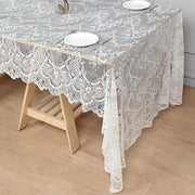 60" x 120" Premium Lace Rectangular Tablecloth with Floral Design