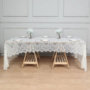 60" x 120" Premium Lace Rectangular Tablecloth with Floral Design TAB_LACE02_60120_IVR