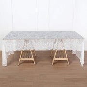 60" x 120" Premium Lace Rectangular Tablecloth with Floral Design TAB_LACE02_60120_WHT