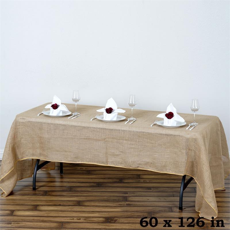 60" x 126" Burlap Rectangular Tablecloth - Natural TAB_JUTE_60126_NAT