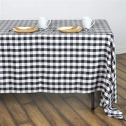 60" x 126" Checkered Gingham Polyester Tablecloth - Black TAB_CHK60126_BLK
