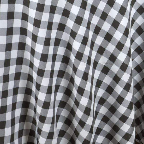 60" x 126" Checkered Gingham Polyester Tablecloth - Black TAB_CHK60126_BLK