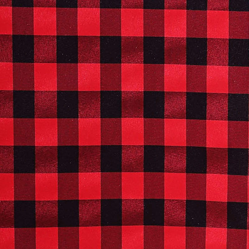 60" x 126" Checkered Gingham Polyester Tablecloth - Black and Red TAB_CHK60126_BLKRED