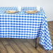 60" x 126" Checkered Gingham Polyester Tablecloth - Blue and White TAB_CHK60126_BLUE
